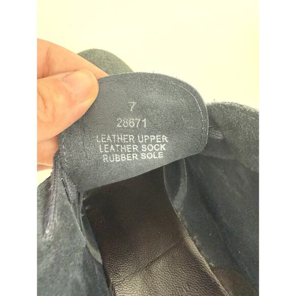 J. Crew MacAlister Woman's Wedge Heel Ankle Bootie Suede Leather Boho Navy 7 - Picture 6 of 7